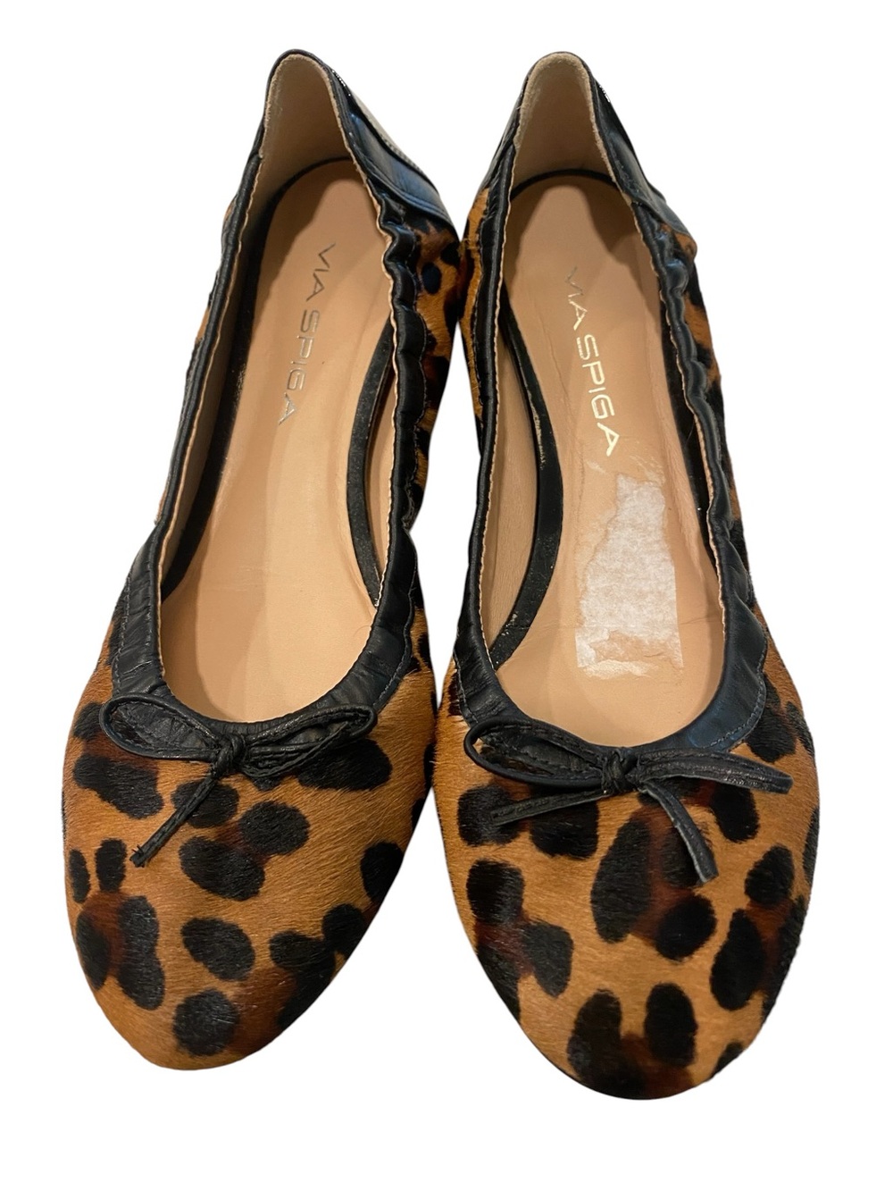 Via Spiga Leopard-Pattern Ballet Flats in Brown and Black